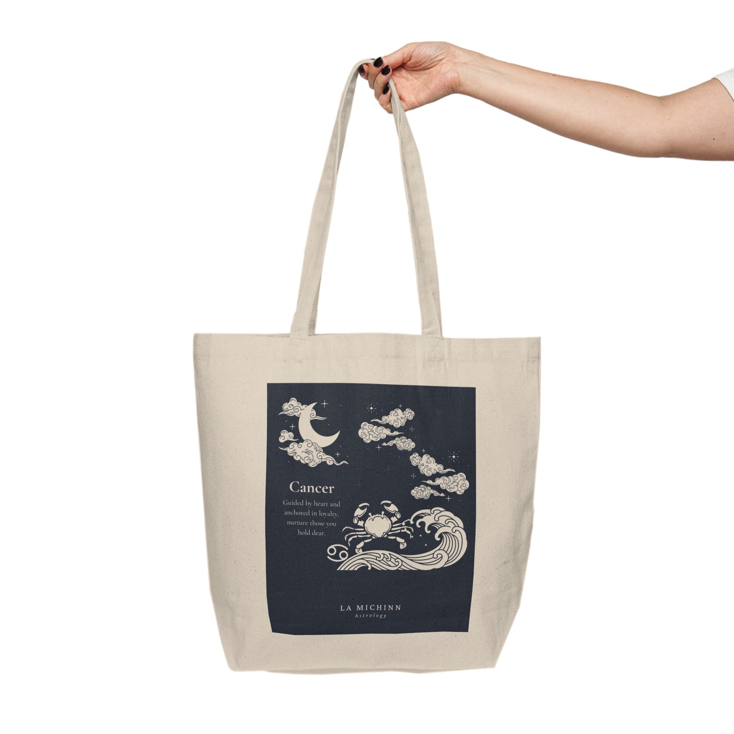 Cancer Canvas Shopping Tote - Eco-Friendly Bag for Zodiac Lovers