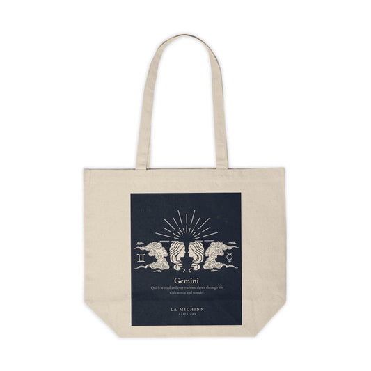 Gemini Canvas Shopping Tote - Eco-Friendly Bag for Zodiac Lovers