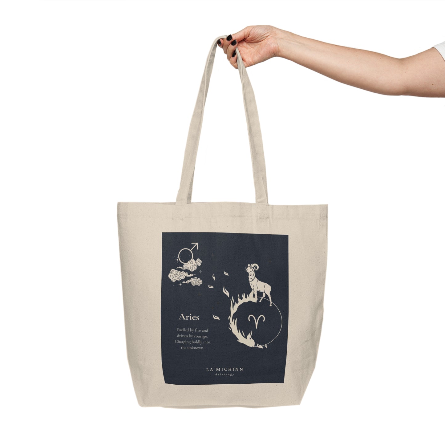 Aries Canvas Shopping Tote - Eco-Friendly Bag for Zodiac Lovers