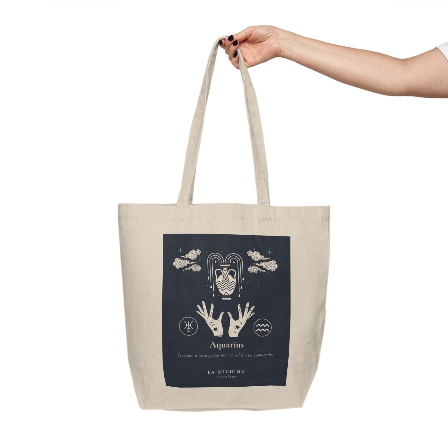 Aquarius Canvas Shopping Tote - Eco-Friendly Bag for Zodiac Lovers